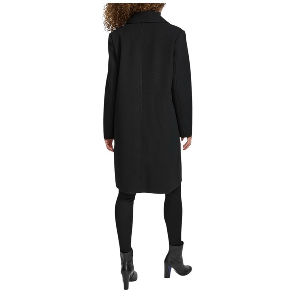Kenneth Cole Black Notch Collar Single Breasted Womens Size L Fly Front Coat New - Picture 6 of 16